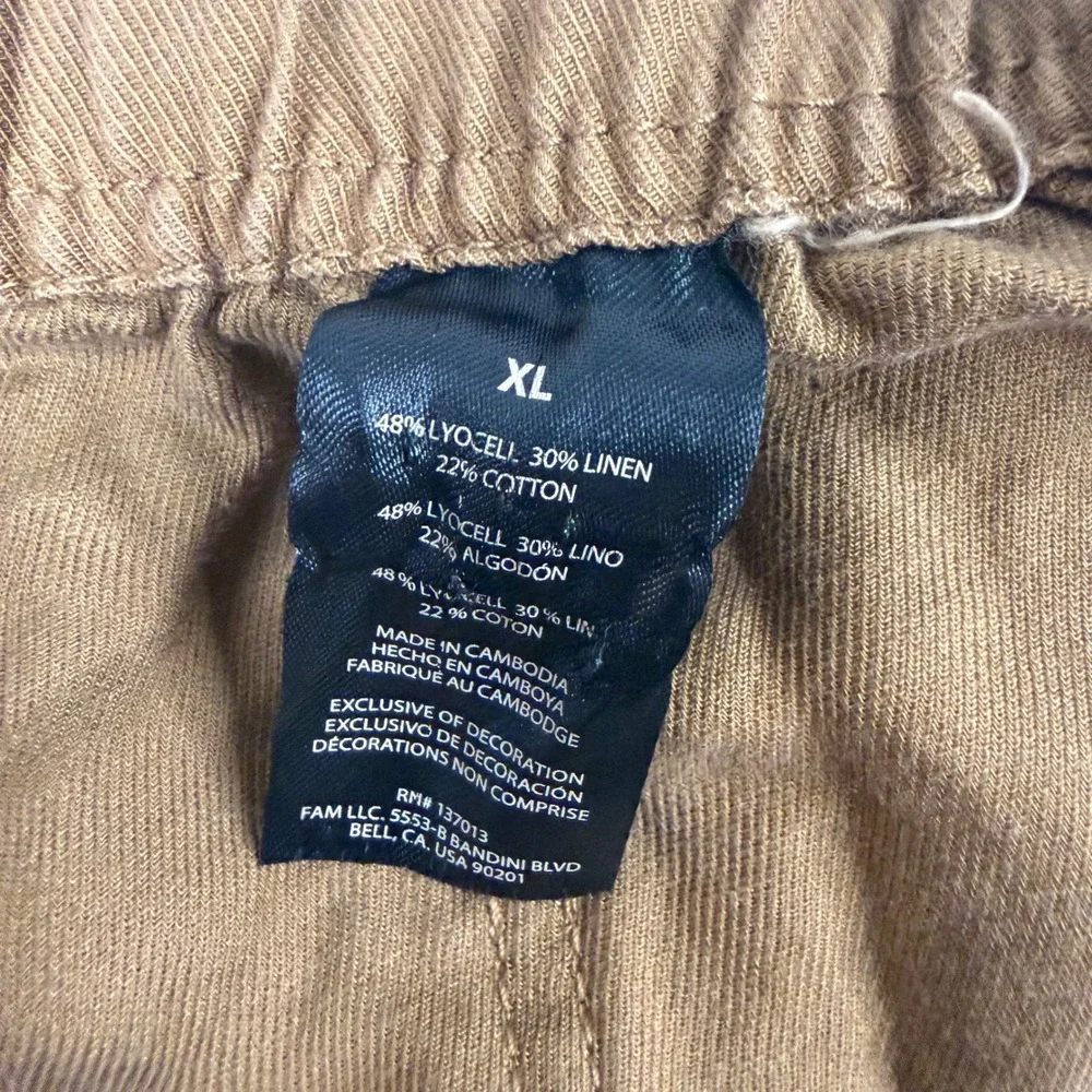 Banana Republic XL Brown Lyocell Linen Cotton Relaxed Cropped Pull On Pants
